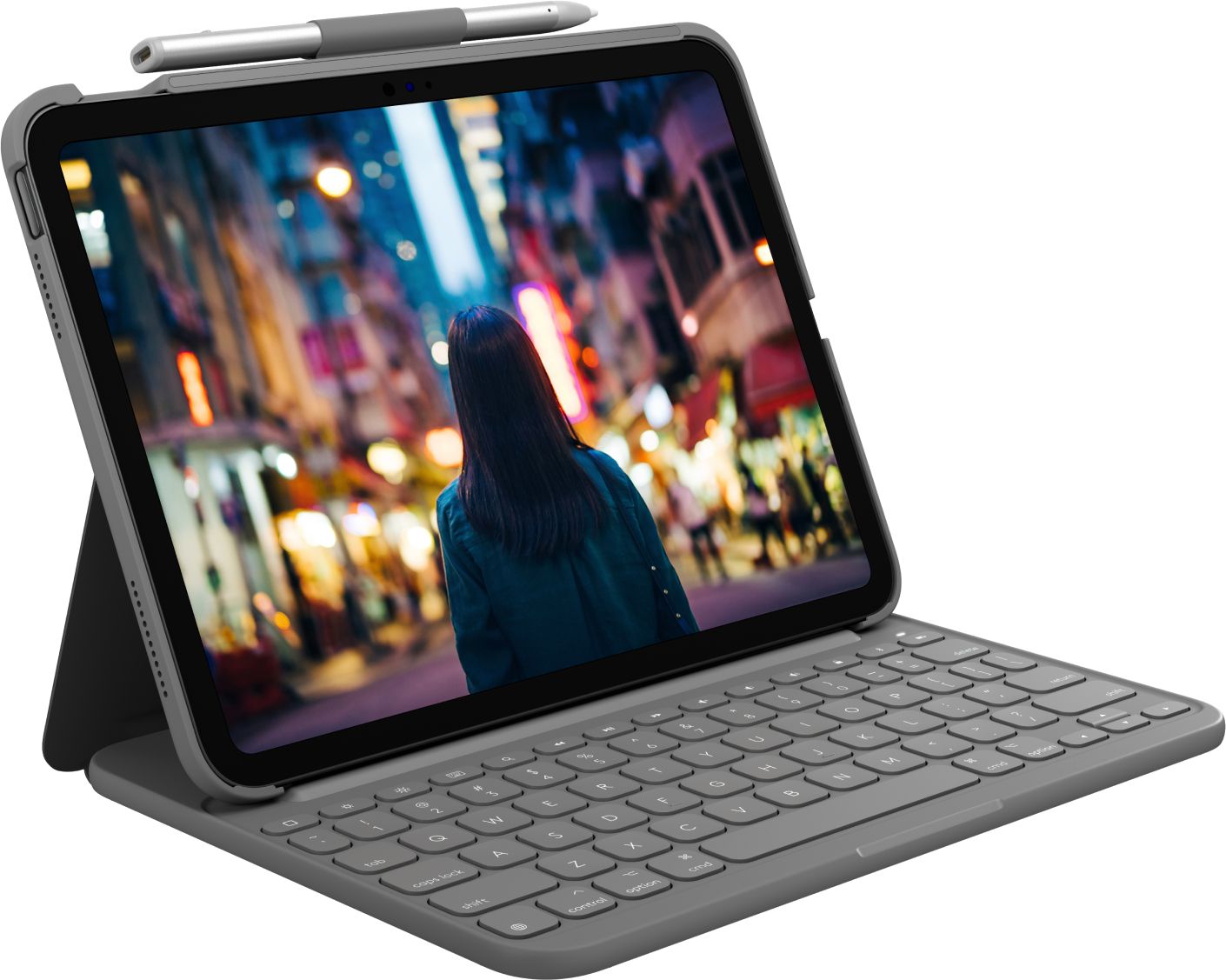 Logitech Slim Folio - Toetsenbord - QWERTZ - Duits - Grijs