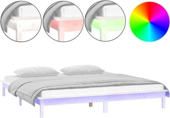 vidaXL Bedframe - Massief Hout - Wit - 180x200 cm