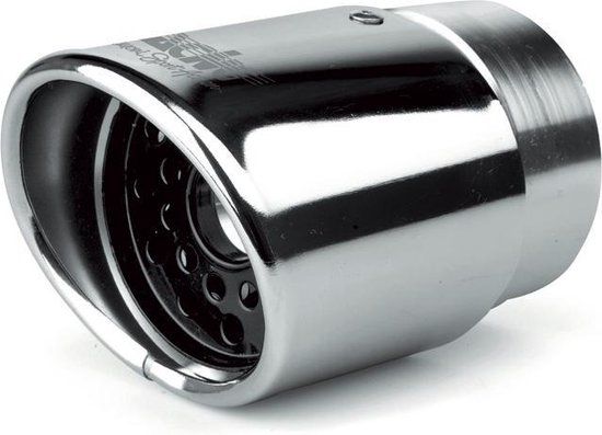 Simoni Racing Uitlaatsierstuk Ovaal/Schuin RVS - 88x82xL125mm - Montage ->74mm - Zwart