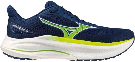 Mizuno Wave Inspire 22 Heren Hardloopschoenen - Donkerblauw/Geel/Wit