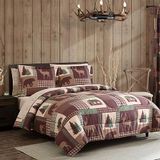 Beatrice Home Fashions 7-delige rustieke cabine queensize dekbed in een tas beddengoed set met diepe zakken, beer hert lodge bruin groen