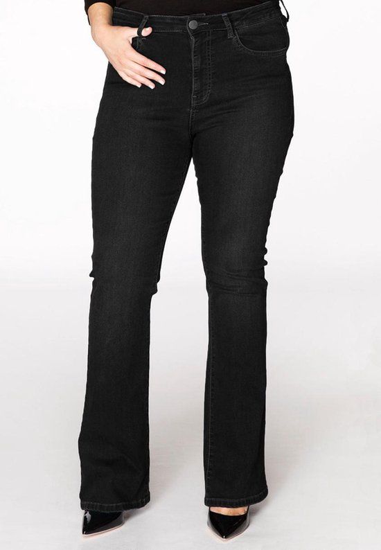 YOEK Dames Jeans Flare Fit Zwart