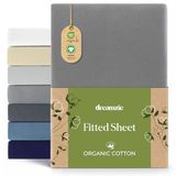 Dreamzie Hoeslaken 120x200 cm - 130x200 cm, 100% Biologisch Katoen Jersey, Matrashoogte tot 32 cm, Hypoallergeen, Oeko-Tex, Antraciet