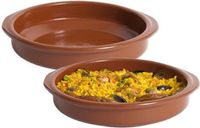 Merkloos / Sans marque Casa Y Menaje Tapas ovenschaaltje/serveerschaalthe - 2x - rond - Spaans terracotta/aardewerk - D20 x H4.5 cm - Klassieke stijl
