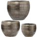 Set van 3 bloempotten van keramiek, zilverkleurig, 20 x 18-25 x 32 en 30 x 28 cm