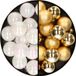 Decoris Kleine kerstballen - 32x st - goud en parelmoer wit - D4 cm - plastic