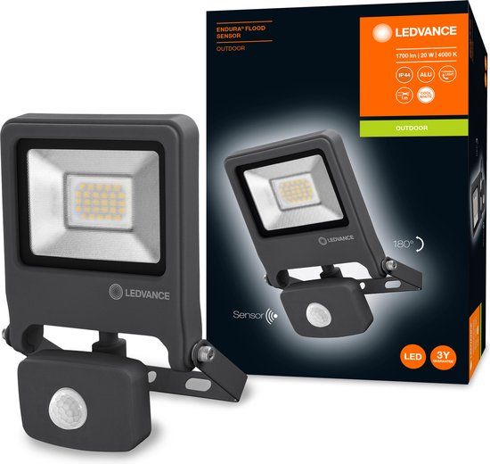 LEDVANCE ENDURA FLOOD LED Schijnwerper - Koel Wit - Met Sensor - IP44