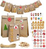 DuneDesign XXL Set met Namen: DIY Adventskalender om te Vullen - 24 Papieren Zakken - 100 Stickers 10m Sling