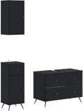 vidaXL - 3-delig - badkamerkast - set - BREDA - Zwart - Bewerkt - hout