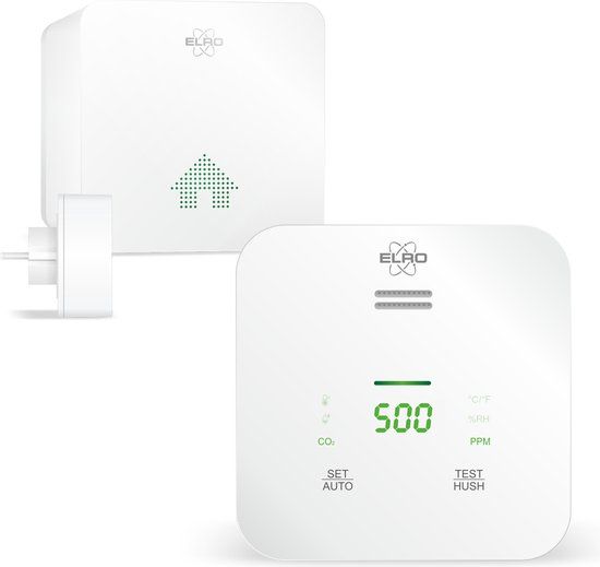 ELRO Connects SF500CO2 Slimme Wifi CO2 Meter Kit - Complete Set met Koppelbare Luchtkwaliteitsmeter + K2 Connector