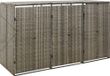 Abri pour conteneurs triple 207x80x117 cm poly rotin gris
