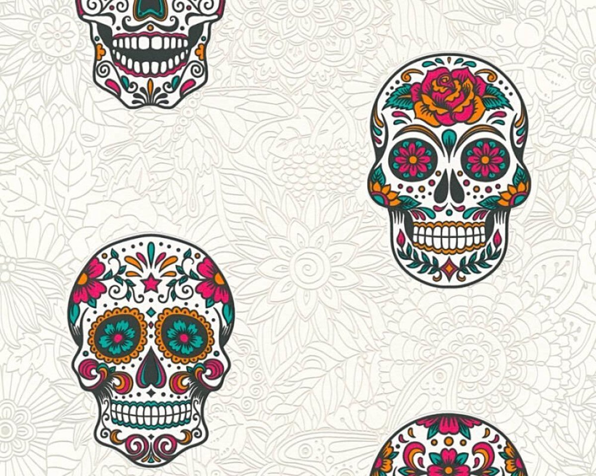 AS Creation Skulls DOODSHOOFD BEHANG - Meerkleurig Metallic Wit - Kinderkamer - Boys & Girls 6