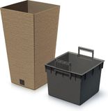 Prosperplast Plantenpot - buiten - kunststof - lichtbruin - Eco wood look - D34xH66cm - bloempot
