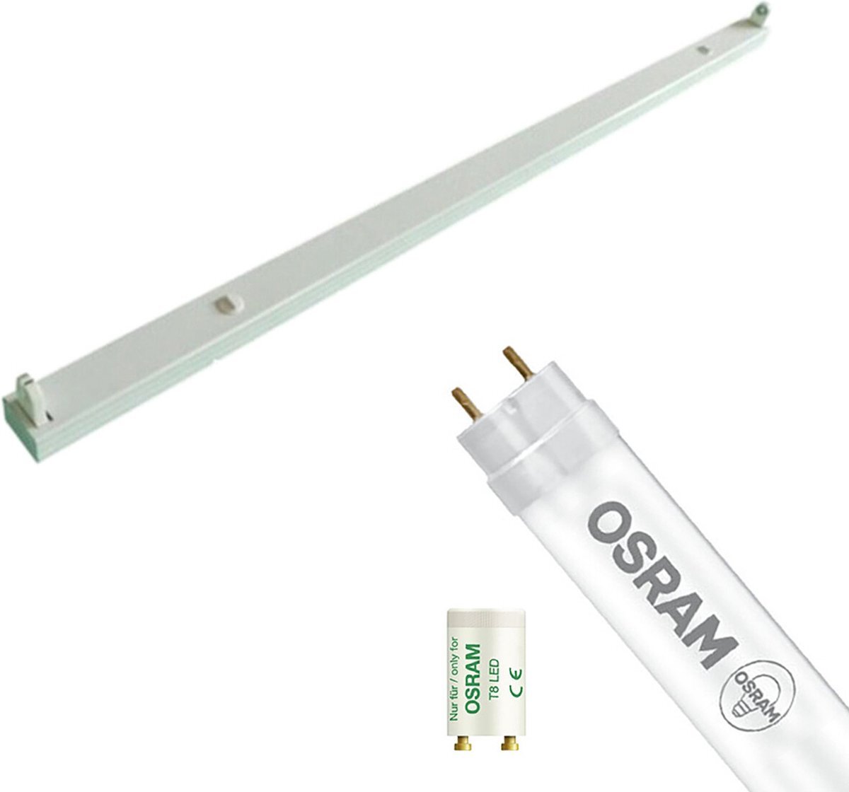 Qualu LED TL Armatuur met T8 Buis - OSRAM SubstiTUBE Value EM 865 - Igia Dybolo - 120cm Enkel - 16.2W - Helder/Koud Wit 6500K