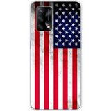 Oppo Siliconen hoesje compatibel met de Amerikaanse vlag van de Oppo A74 4G