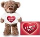 Bellatio Decorations Shoppartners Bv Knuffel teddybeer - met kaart A5 - i love you - 24 cm - pluche - met shirt