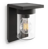 Calex Asti Solar Wandlamp - Tuinverlichting op Zonne-energie - Buitenlamp met Bewegingssensor - Warm Wit Licht - Zwart