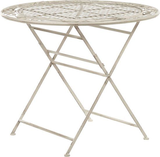 Beliani BIVIO - Balkontafel - Wit - Metaal - Rond - 90 x 90 x 74 cm