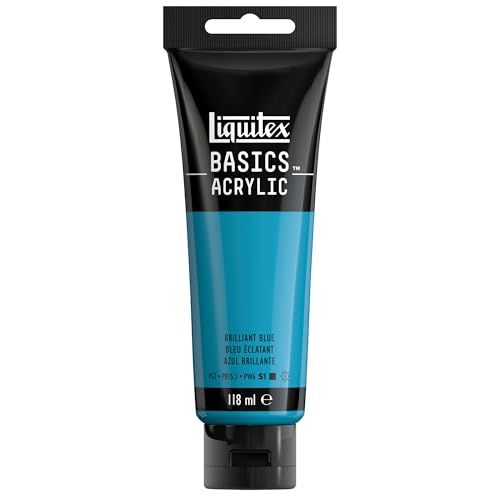 Liquitex Basics 8870065 Monopigmenteerde acrylverf, kunstenaarspigmenten, lichtecht, gemiddelde viscositeit, archiefkwaliteit, zijdeglanzende afwerking, 118ml - Brilliant Blue