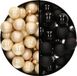 Othmar Decorations Bv Mini kerstballen - 48x st - champagne en zwart - 2,5 cm - glas - kerstversiering