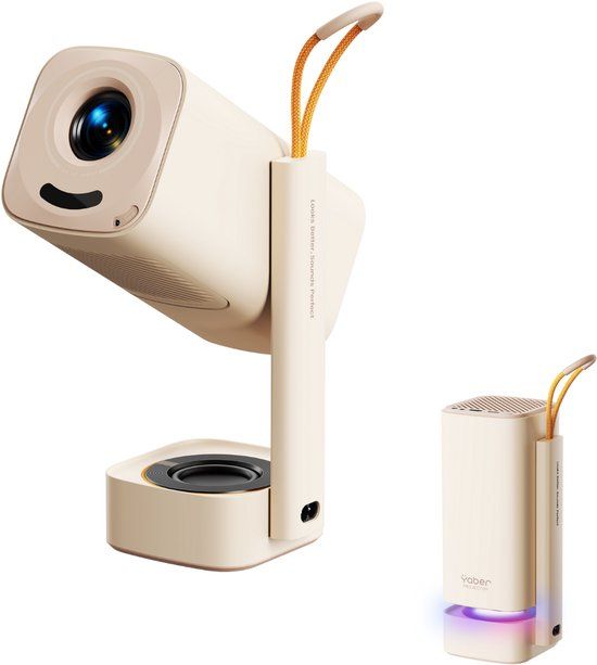 Yaber T1 Pro Mini Beamer - Draagbare Thuisbioscoop - 1080p Full HD - Wi-Fi 6 & Bluetooth - Beige