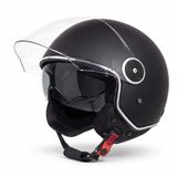VINZ Helmets Tobia Scooterhelm / Motorhelm met Zonnevizier - Mat Zwart - XXL