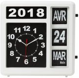 Perel Analoge kalenderklok 31x31 cm met groot flip-over display, Franse dag en datum
