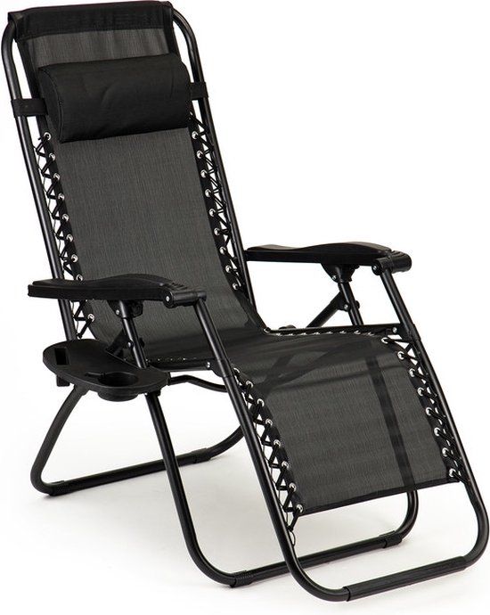 Zwarte Zero Gravity Ligstoel - Verstelbaar - 130 kg - 119 cm hoog