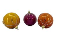 Ornex Kerstboomversiering set (Ø 8 cm) van mondgeblazen en handbeschilderd glas met kralen voor de kerstboom, verschillende kleuren, meerkleurig, 6 ballen Ø 8 cm, 6 stuks