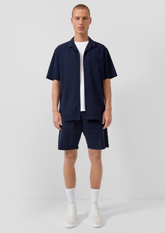 QS s.Oliver QS Bermuda donkerblauw katoen regular fit S