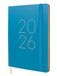 Finocam Kalender 2026, weekoverzicht, verticaal, januari - december (12 maanden), A5, met elastiek en puntband, zachte omslag Flexi glad, blauw, Spaans