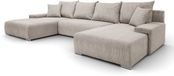 Margaret Hadas24 Margaret Hadas: Hoekbank Lauren U-vorm, 348x188 cm met Slaapfunctie en Opbergbak, 5-zits, Corduroy, Beige
