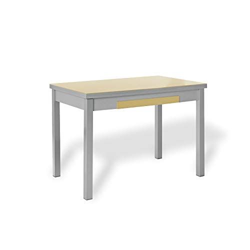 ASTIMESA Vleugel glazen keukentafel, metaal, beige, 90 x 50 cm