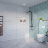 FortiFura Galeria Inloopdouche - ribbel - glas - 30x200cm - 8mm - nano - blind - inbouw profiel - helder geribbeld