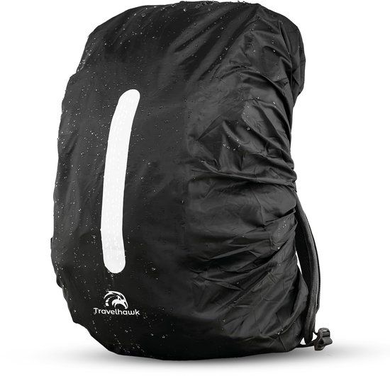 Travelhawk Regenhoes Rugzak - Waterdicht - Backpack Hoes - Reflecterend - 35-45L - Zwart