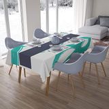 Bonamaison Tafelkleed, Anti-Mold, Sneldrogend, Waterdicht, 100% Polyester Tafellaken, Turkoois, wit, 140 x 200 Cm