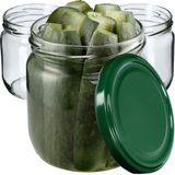 KADAX Jam Jars, 425 ml, Preserving Jars with Screw Lid, Jars with Screw Closure, Canning Jars, Storage Jars for Jam, Jam, Honey (Green, 6 Pieces)
