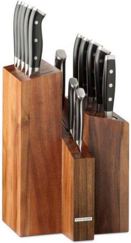 Wartmann Messenblok - 12 messen + aanzetstaal - Zwart/Zilver