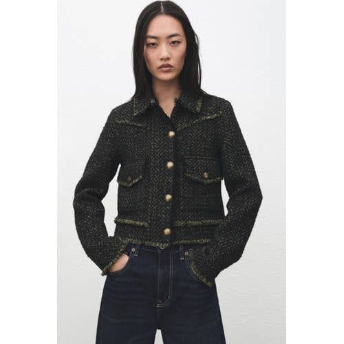 Mango tweed jasje donkergroen