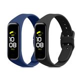 kwmobile 2x horlogebandjes geschikt voor Samsung Galaxy Fit 2 bandje - Smartwatch bandjes van TPU - Activity tracker horloge band in zwart / donkerblauw