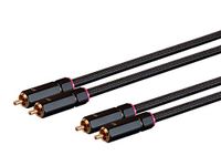 Monoprice Mannelijke RCA tweekanaals stereo audiokabel - 15 voet - zwart, vergulde connectoren, dubbel afgeschermd met koperen vlechtwerk - Onix-serie