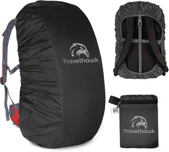 Travelhawk Regenhoes Rugzak - Waterdicht - Backpack Hoes - Reflecterend - 36-45L - Zwart