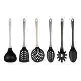 MasterChef Keukengerei, Kookgerei met Schuimspaan, Spatel, Spaghettilepel, Opscheplepel, Lepel, Schuimspaan, Antiaanbaklaag, Hoogwaardig Krasbestendig en Hittebestendig Kookgerei, Grijs