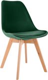 CLP Linares Eetkamerstoel - Design Keukenstoel - Scandinavisch Kuipstoel - Houten Poten Fluweel/groen