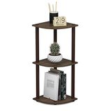 Furinno Compact hoek-multifunctioneel rek met 3 niveaus, hout, walnoot/bruin, 29,46 x 29,46 x 75,18 cm