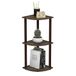 Furinno Compact hoek-multifunctioneel rek met 3 niveaus, hout, walnoot/bruin, 29,46 x 29,46 x 75,18 cm