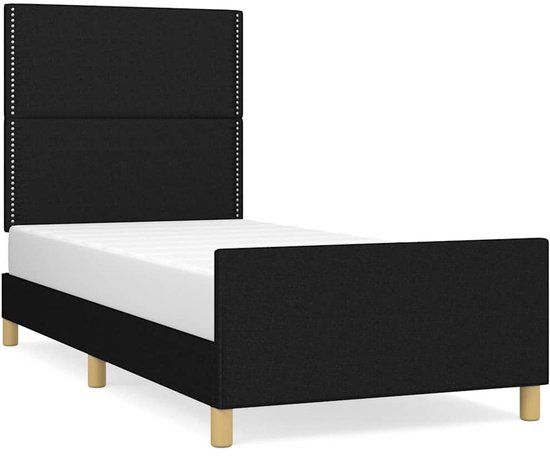vidaXL Bedframe Zonder Matras Stof Zwart 90x200 cm