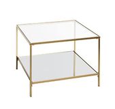 HAKU Bijzettafel goud metaal salontafel veiligheidsglas 5 mm spiegel 5 mm - Maat: B 60 cm x H 45 cm x D 60 cm, Stijl: Art Deco