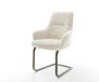 DELIFE Chaise à patins Zelia-Flex avec accoudoir, tissu, métal, blanc crème