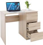 ML-Design Bureau met drie laden 90x76x50 cm Sonoma eikenhout